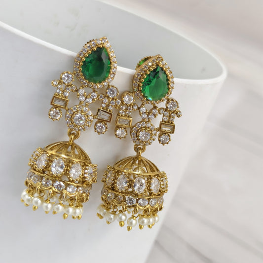 Earrings butta(Green kundan )