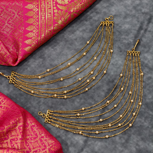 5 double line pearl Earchains