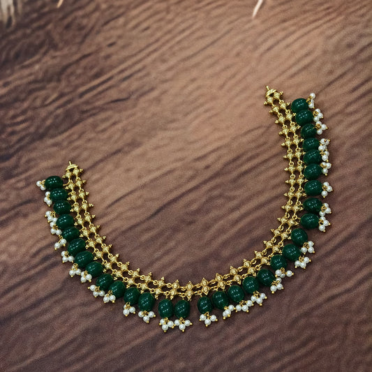 Green beads neckset