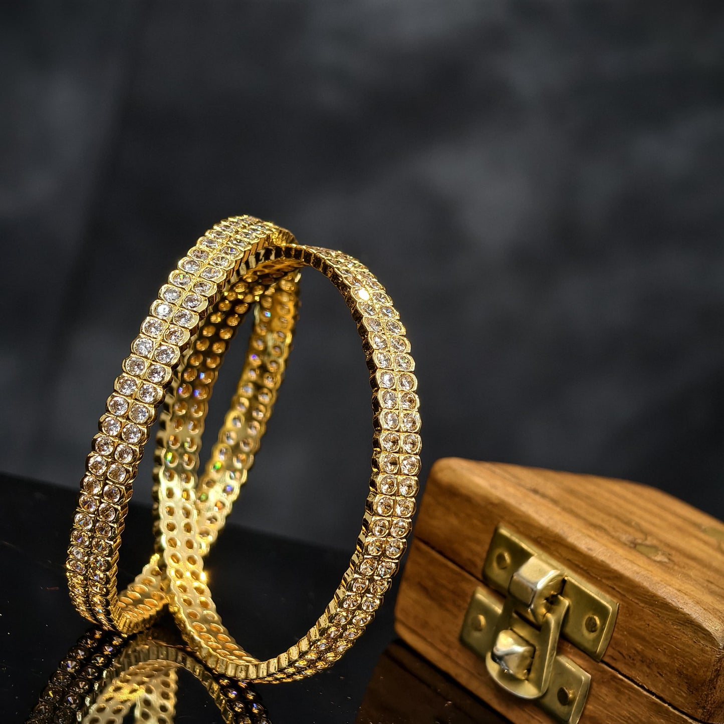 2.4 white stone bangles