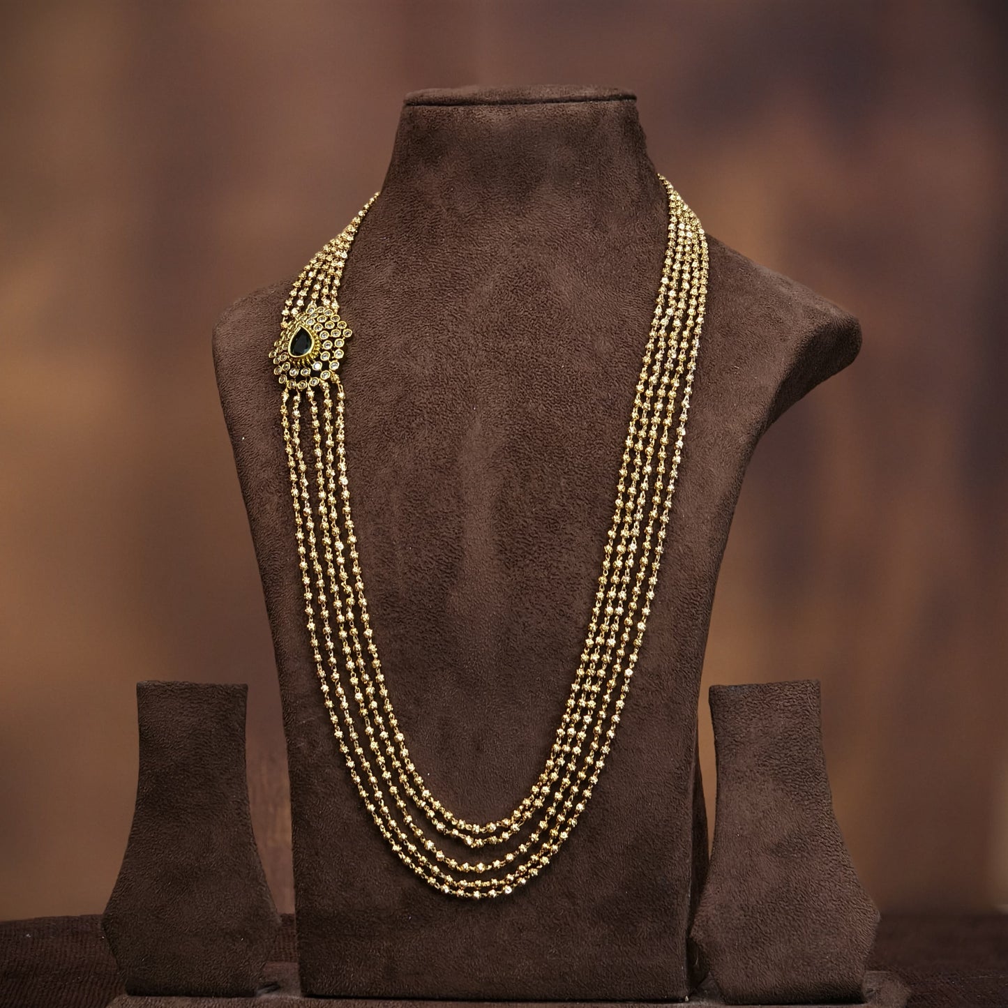 5 lines gold bead chandraharam.