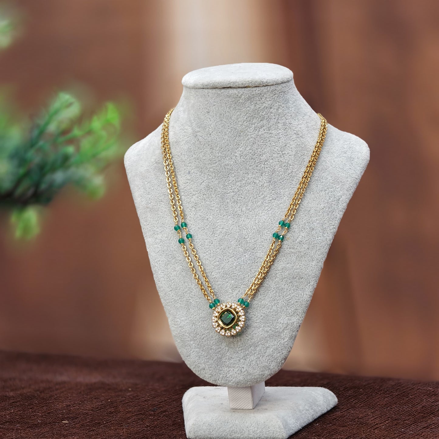 Green beads chain(2lines)