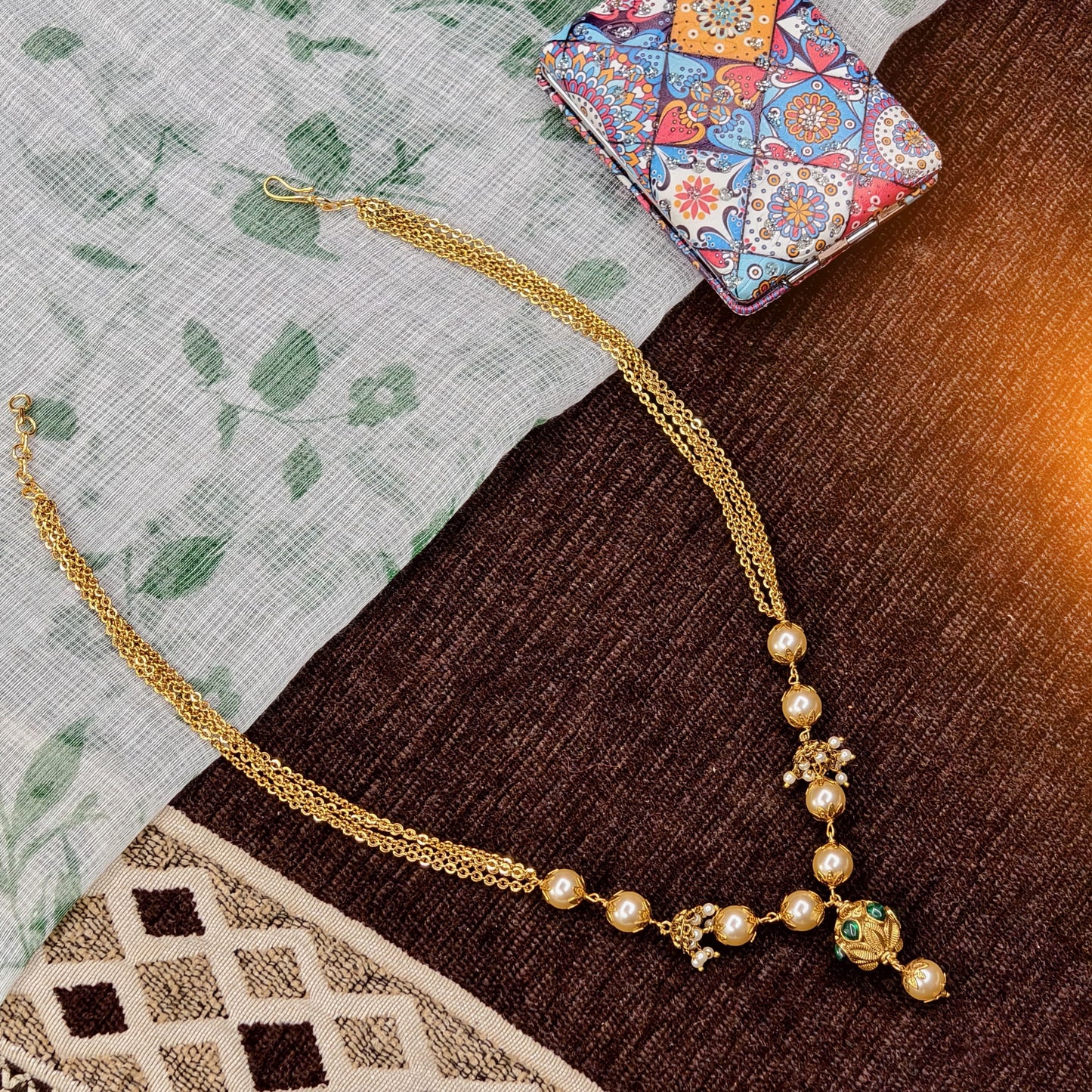 Green kundan chandraharam ( short ) no