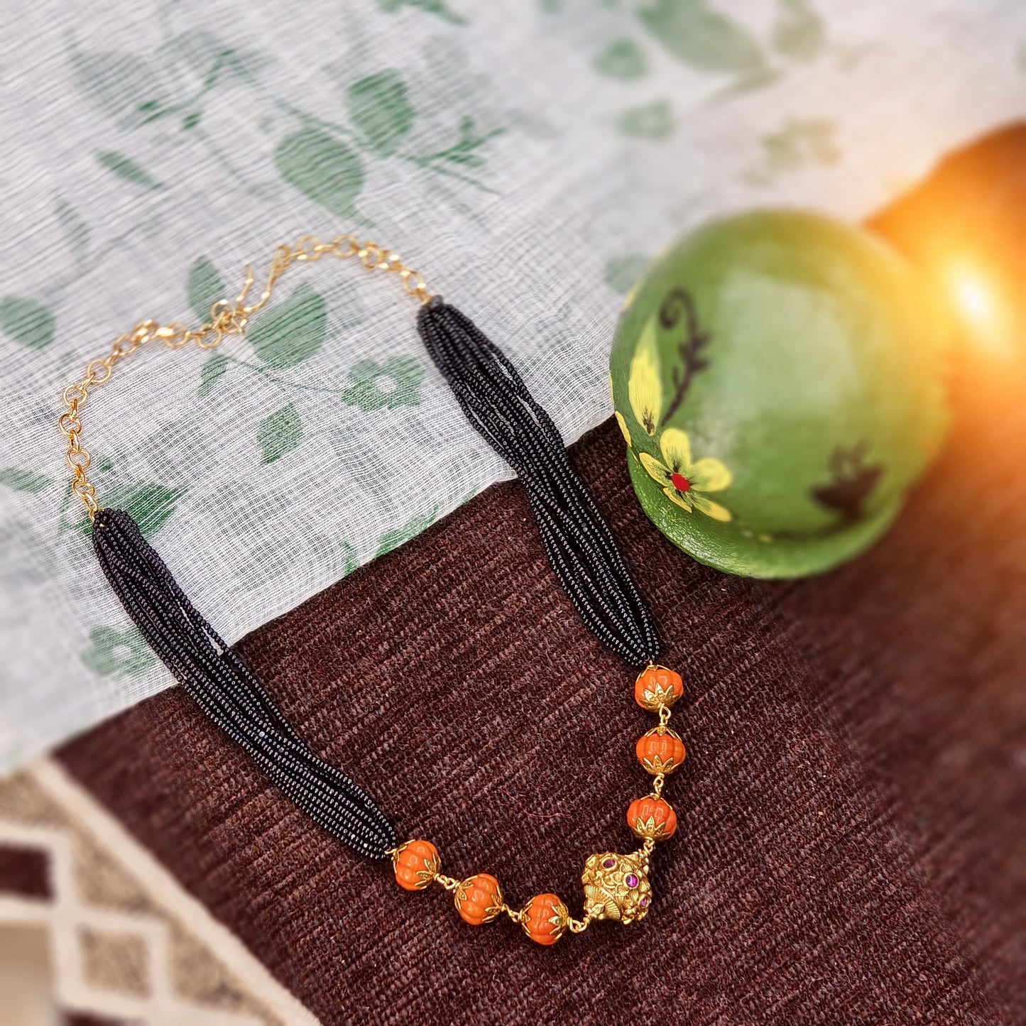 Short black beads