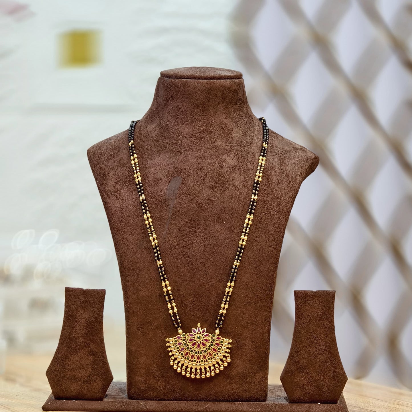 Long black beads