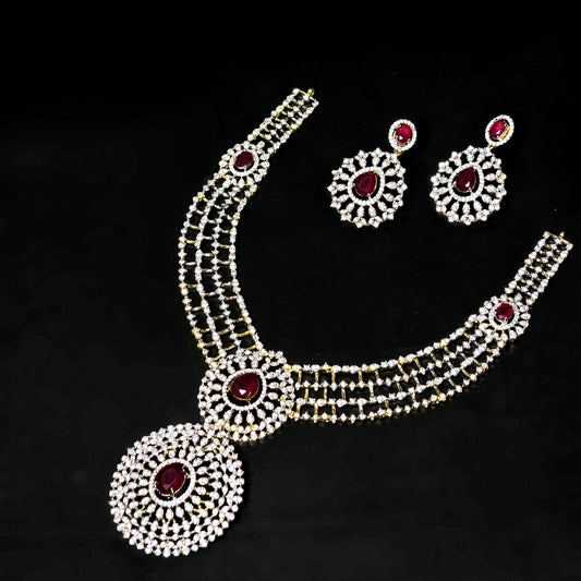 Pink stone diamond finishing neckset