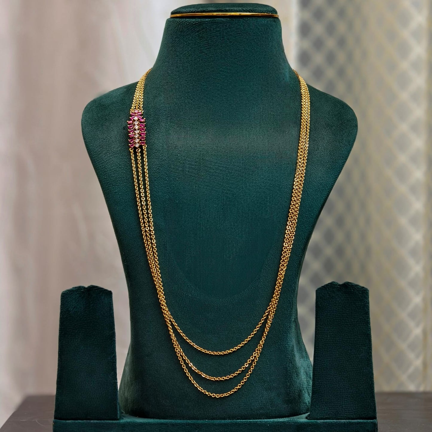 Pink 3line chandraharam