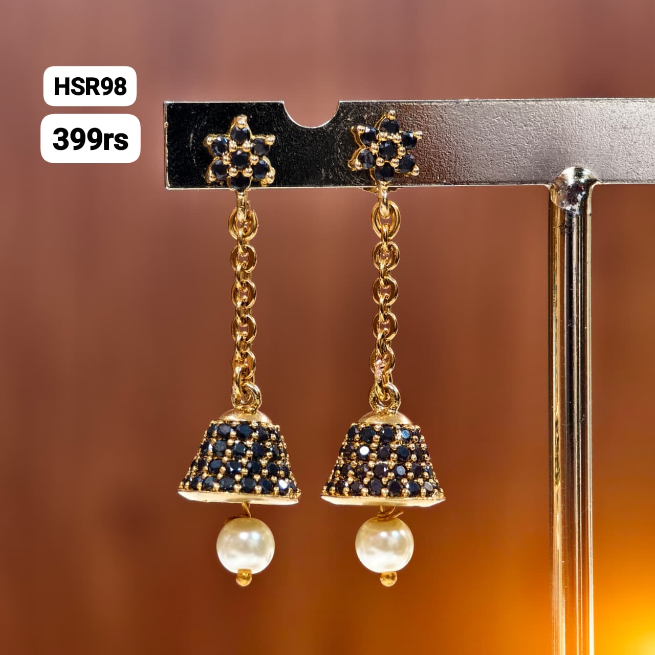 Black string earrings