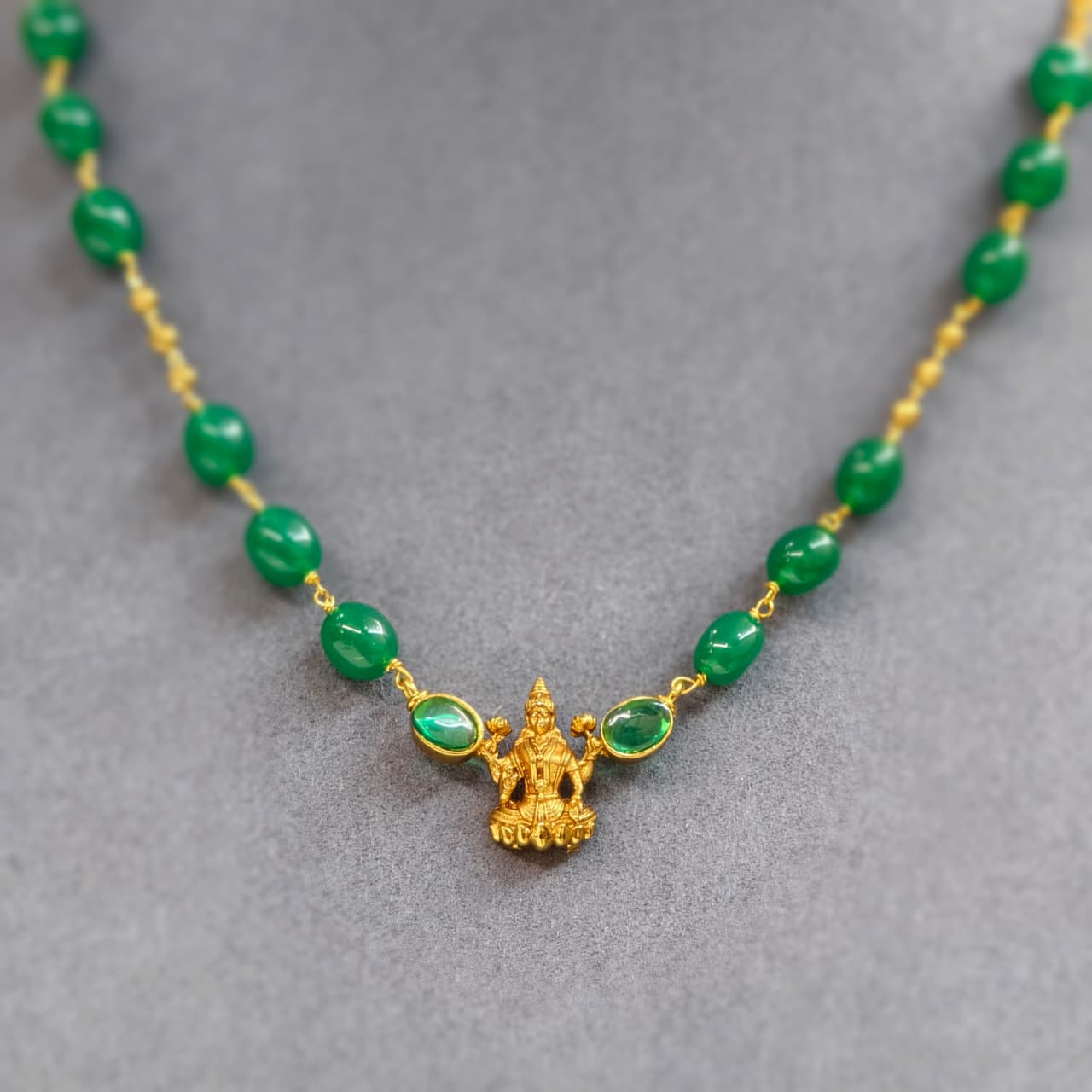 Laxmi pendant Green beads chain