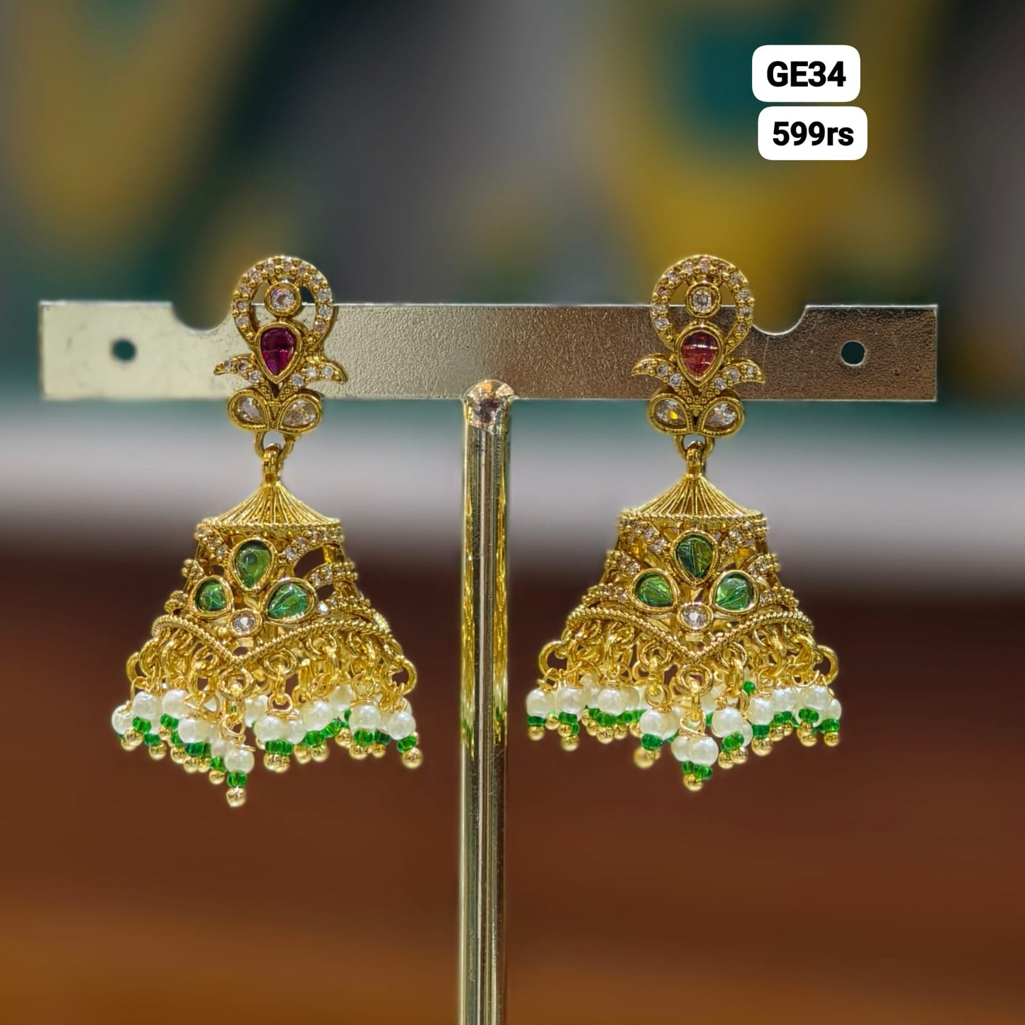 Micro Gold Butta (Green beads)