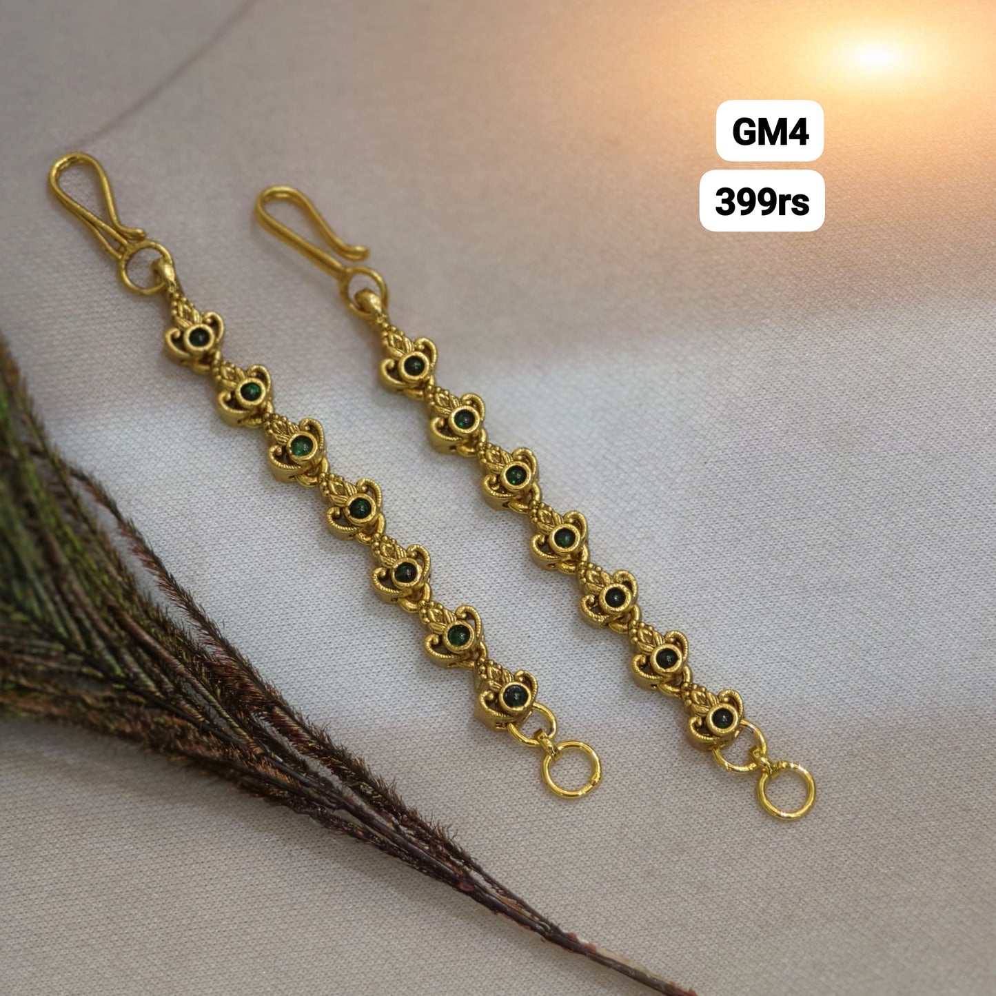 Antique Finish Straight Matilu (Green Stone)