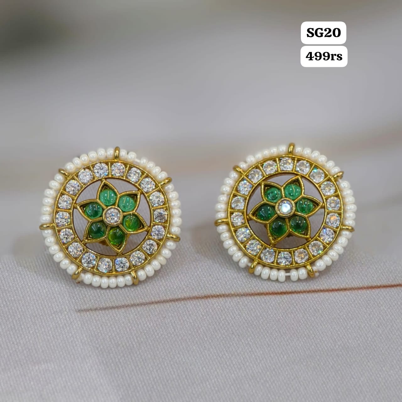 Studs with Green Stone