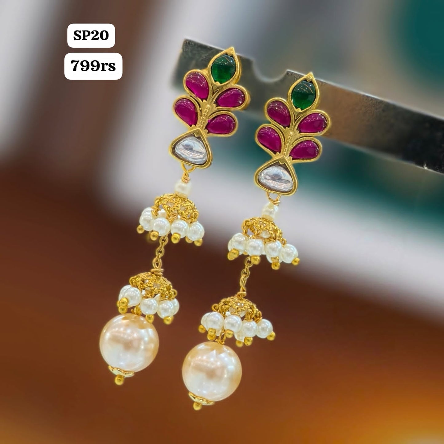 Kundhan String Earrings