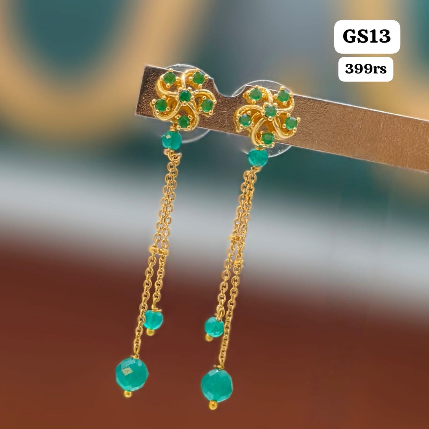 Green String Earrings