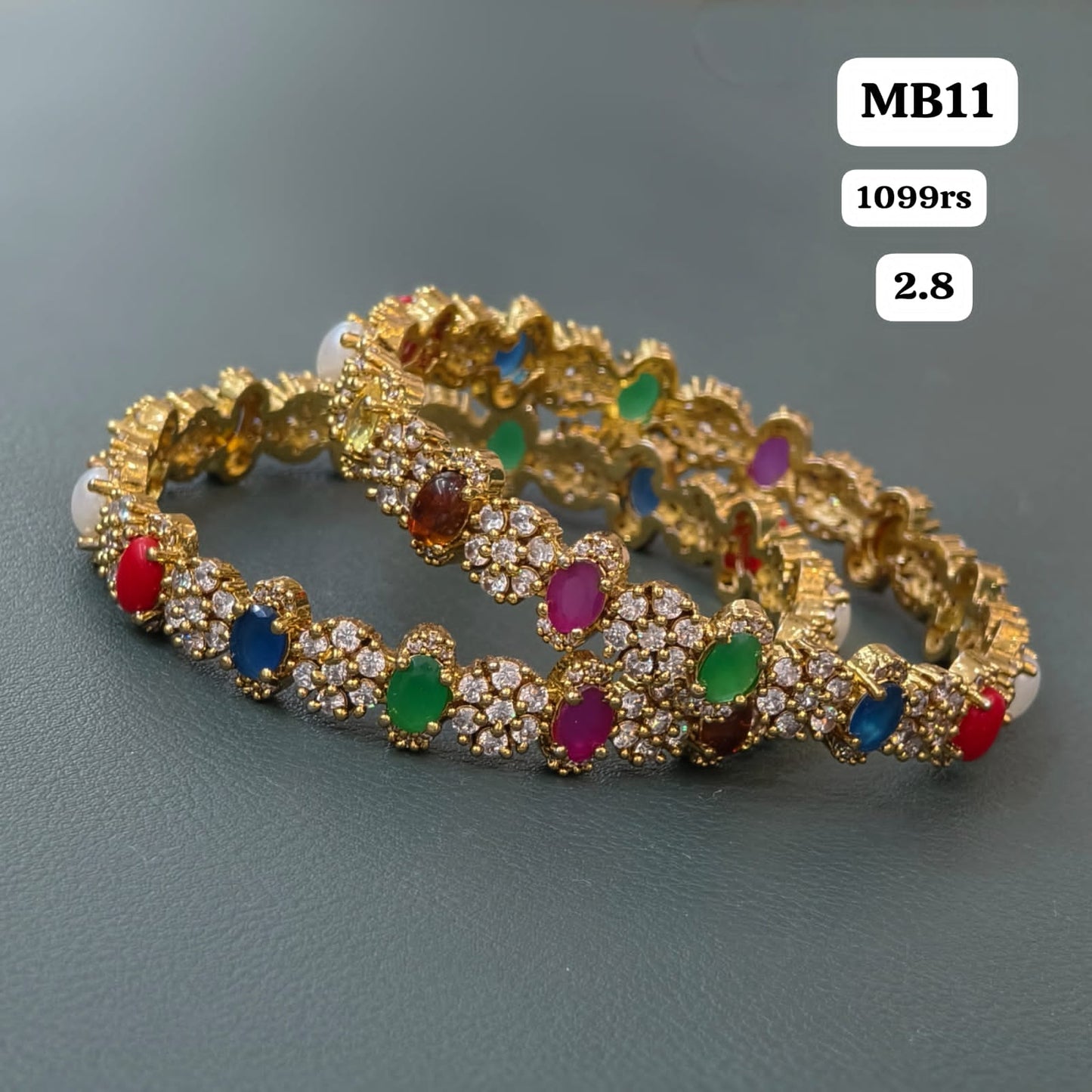 Multi Stone Bangles (2.8)