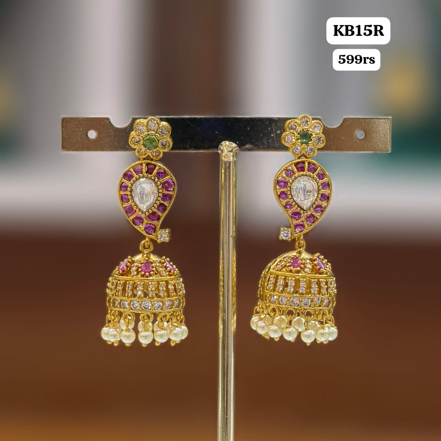 Kempu butta earrings