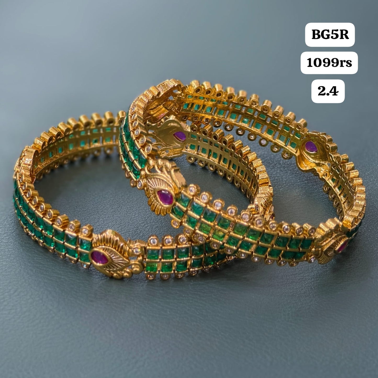 Green stone Bangles (2.4)