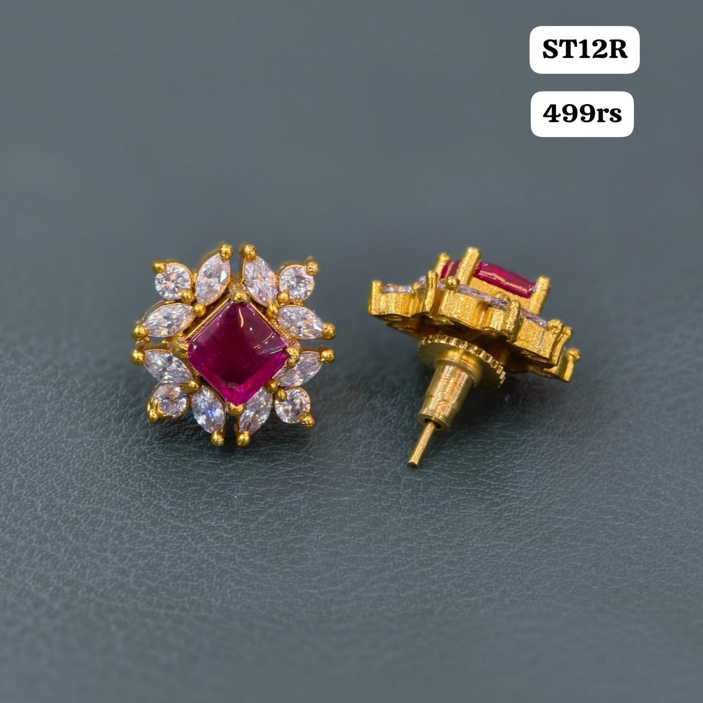 Pink & white studs