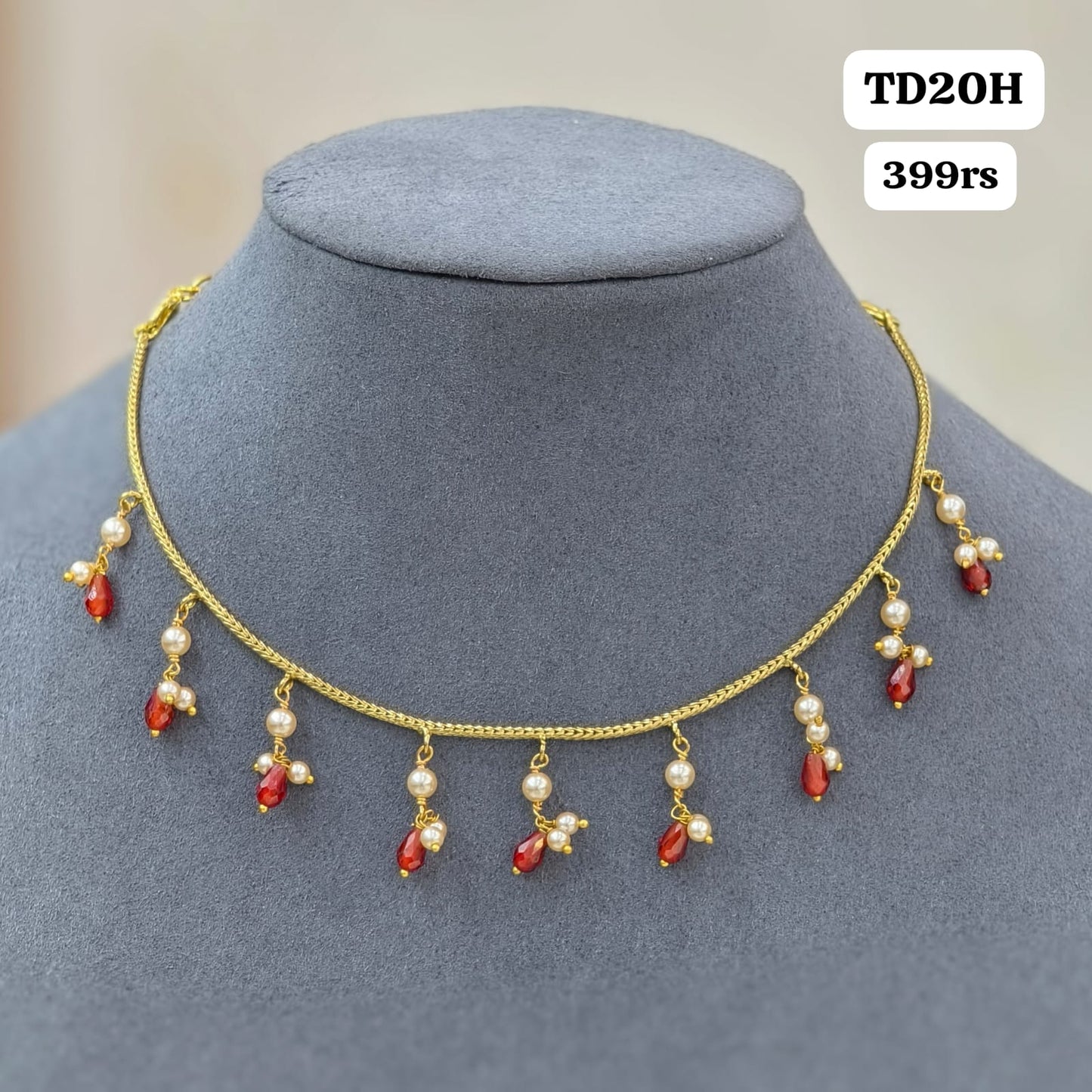 Ruby Pearl Drops Necklace