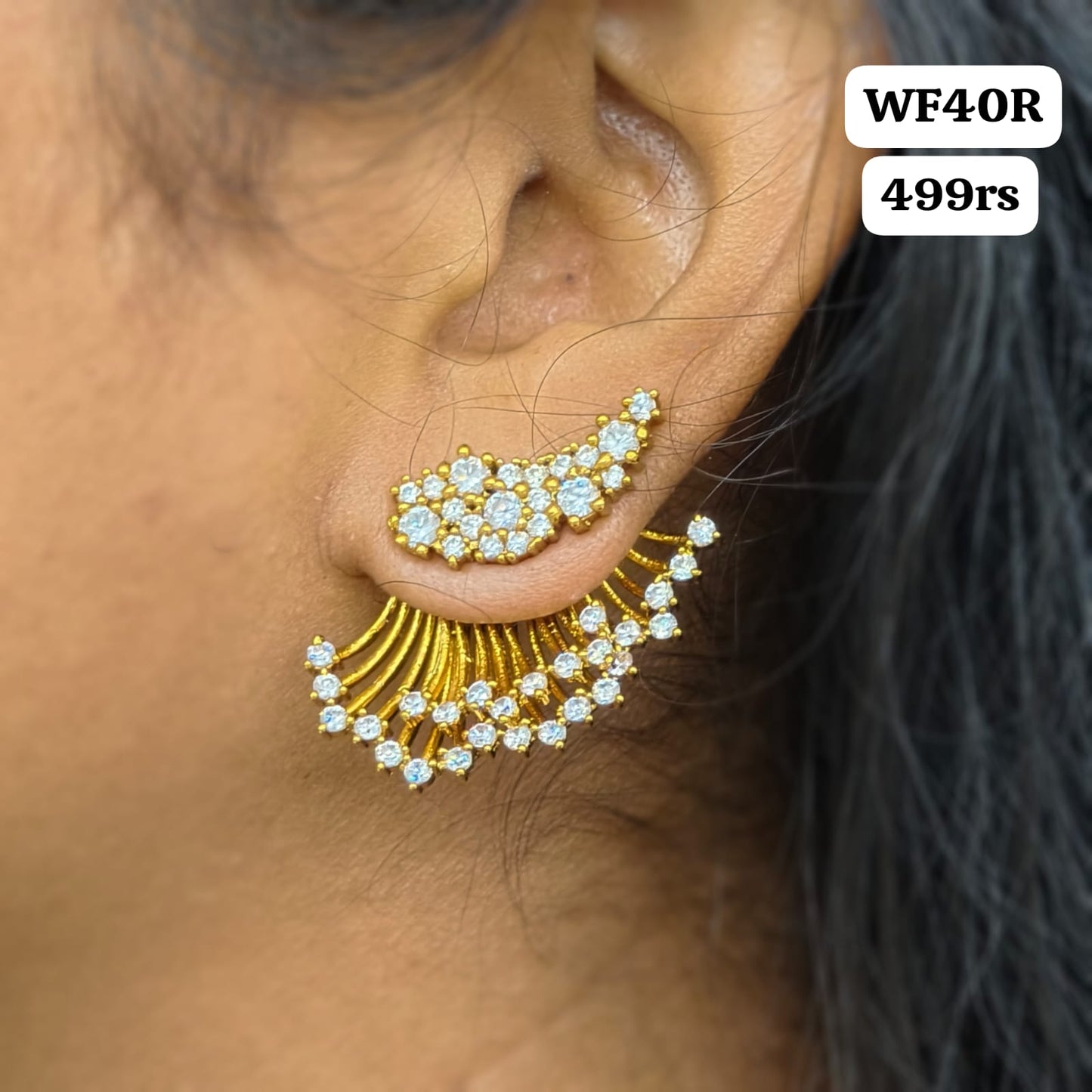 White stone Earcuff