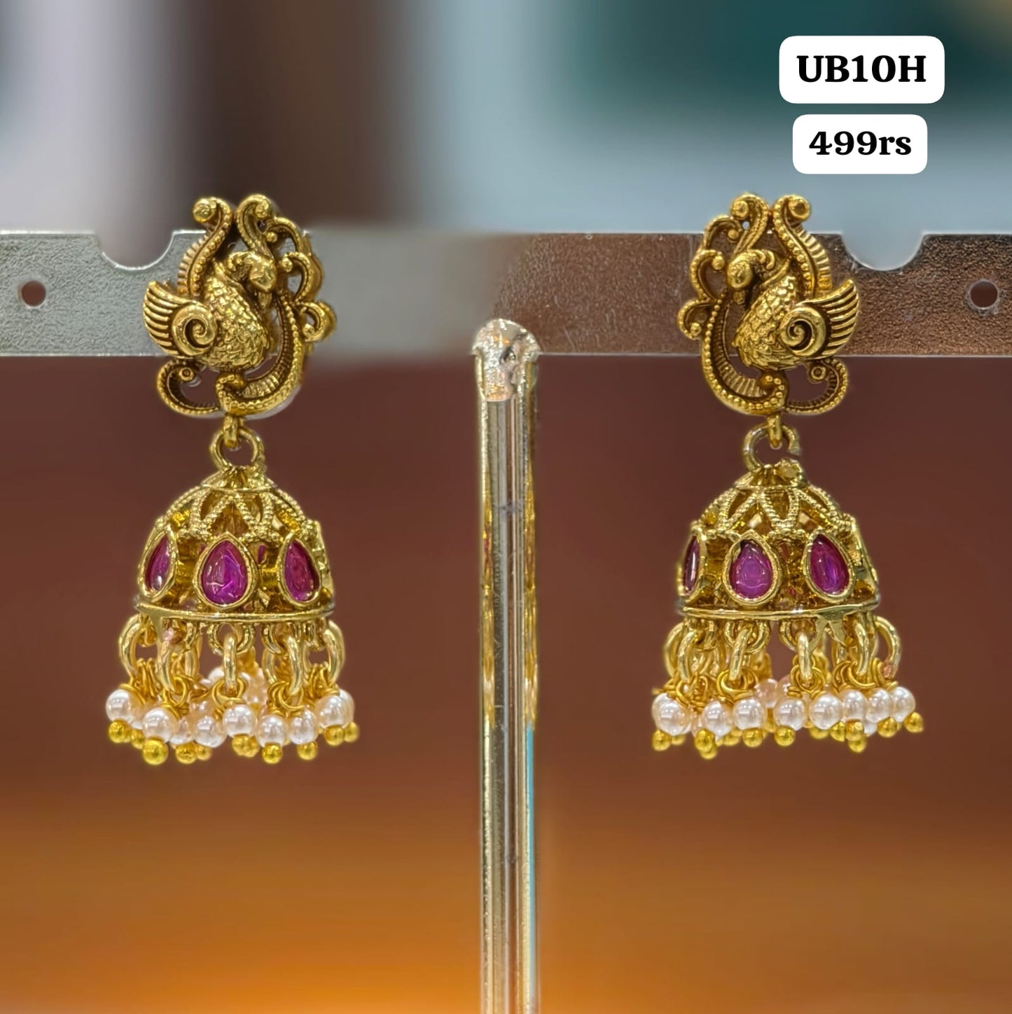 Peacock pink Butta Earrings