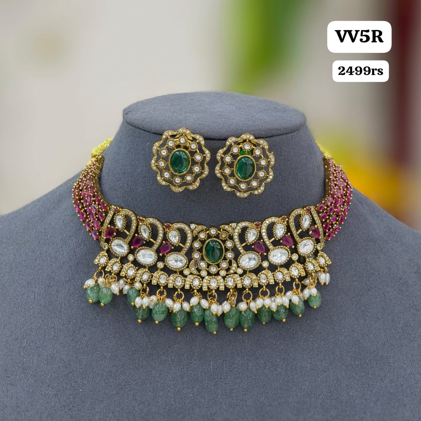 Neck Chocker with kempu stones
