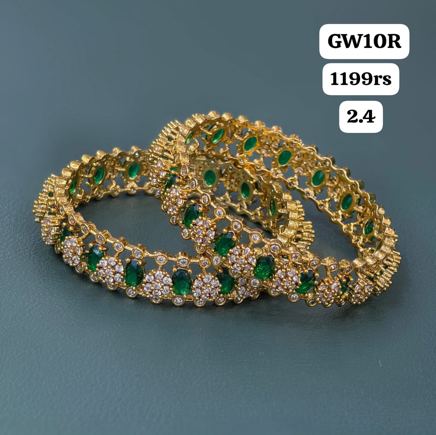 Green stones Bangles (2.4)