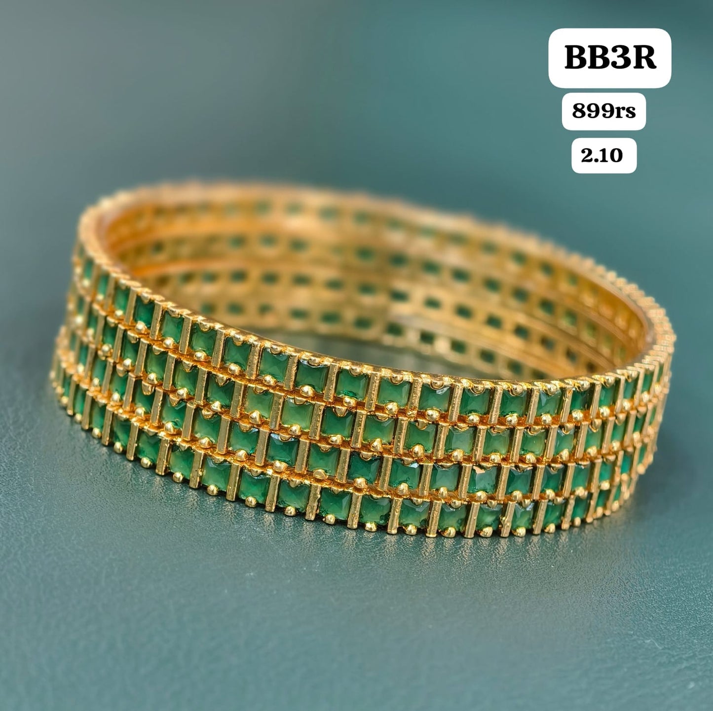 Green stone bangles (micro gold )