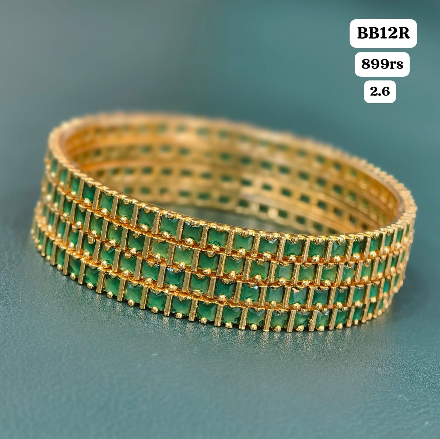 Green stone Bangles (micro gold) 2.6