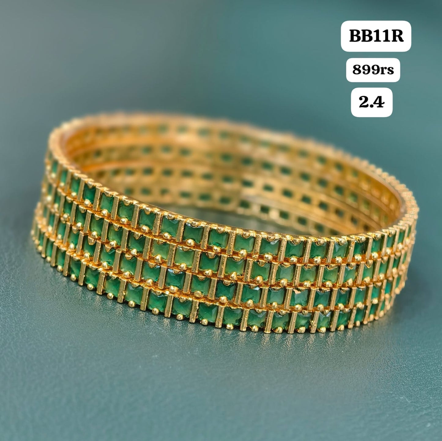 Green Stone Bangles (2.4)