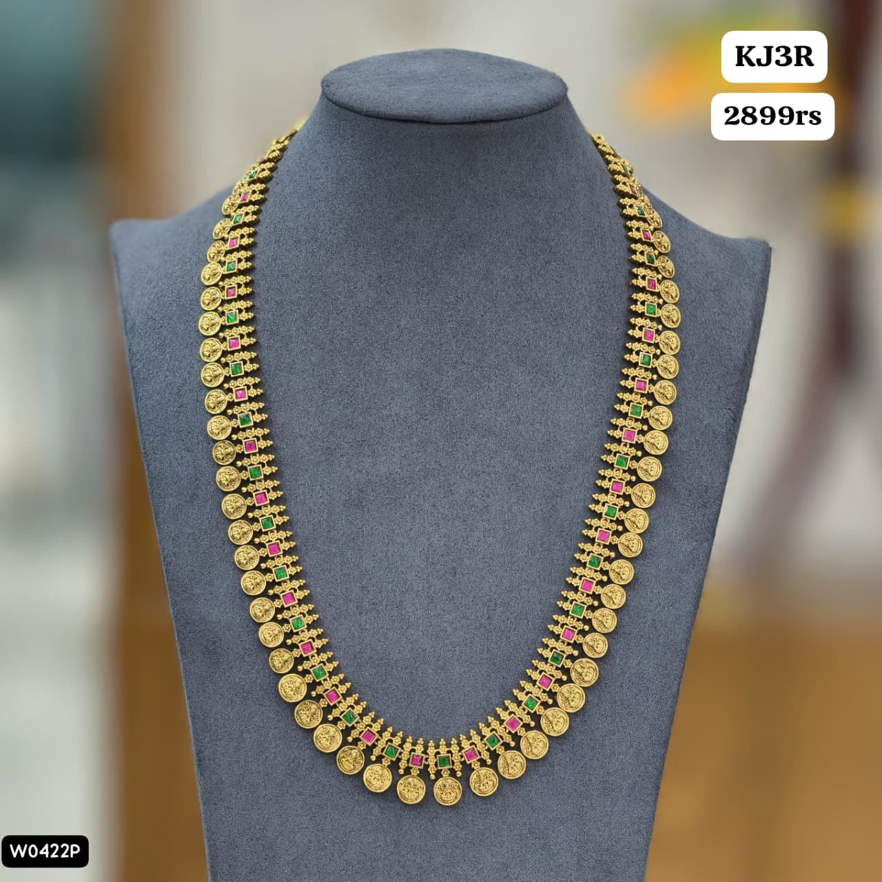 Kasu Long Neckset (pink&green)