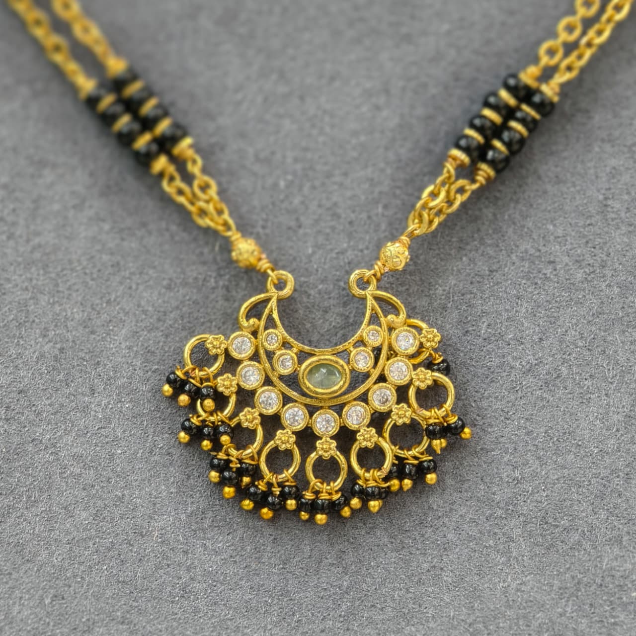 2lines short black beads