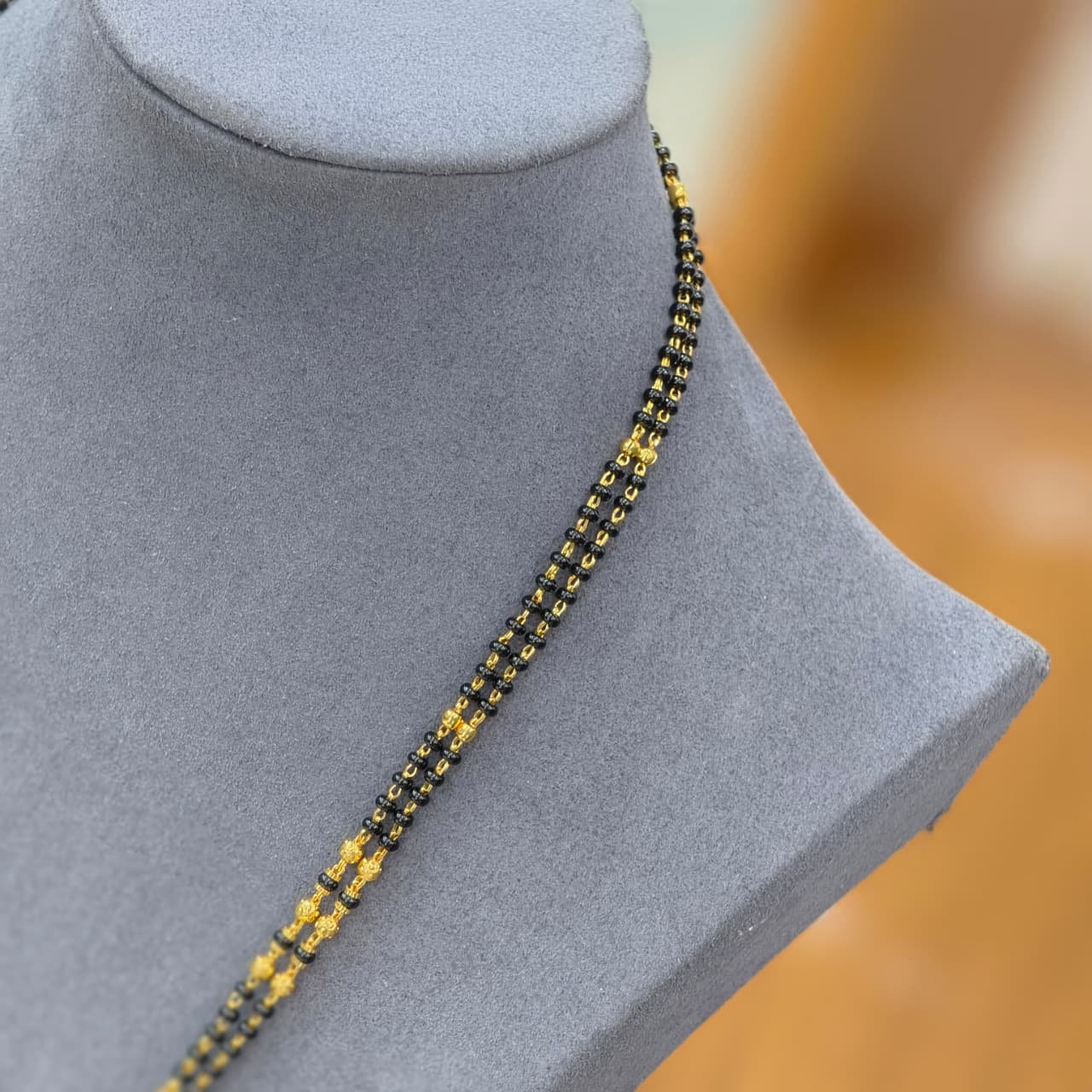 Kundan pendant with Long Black beads