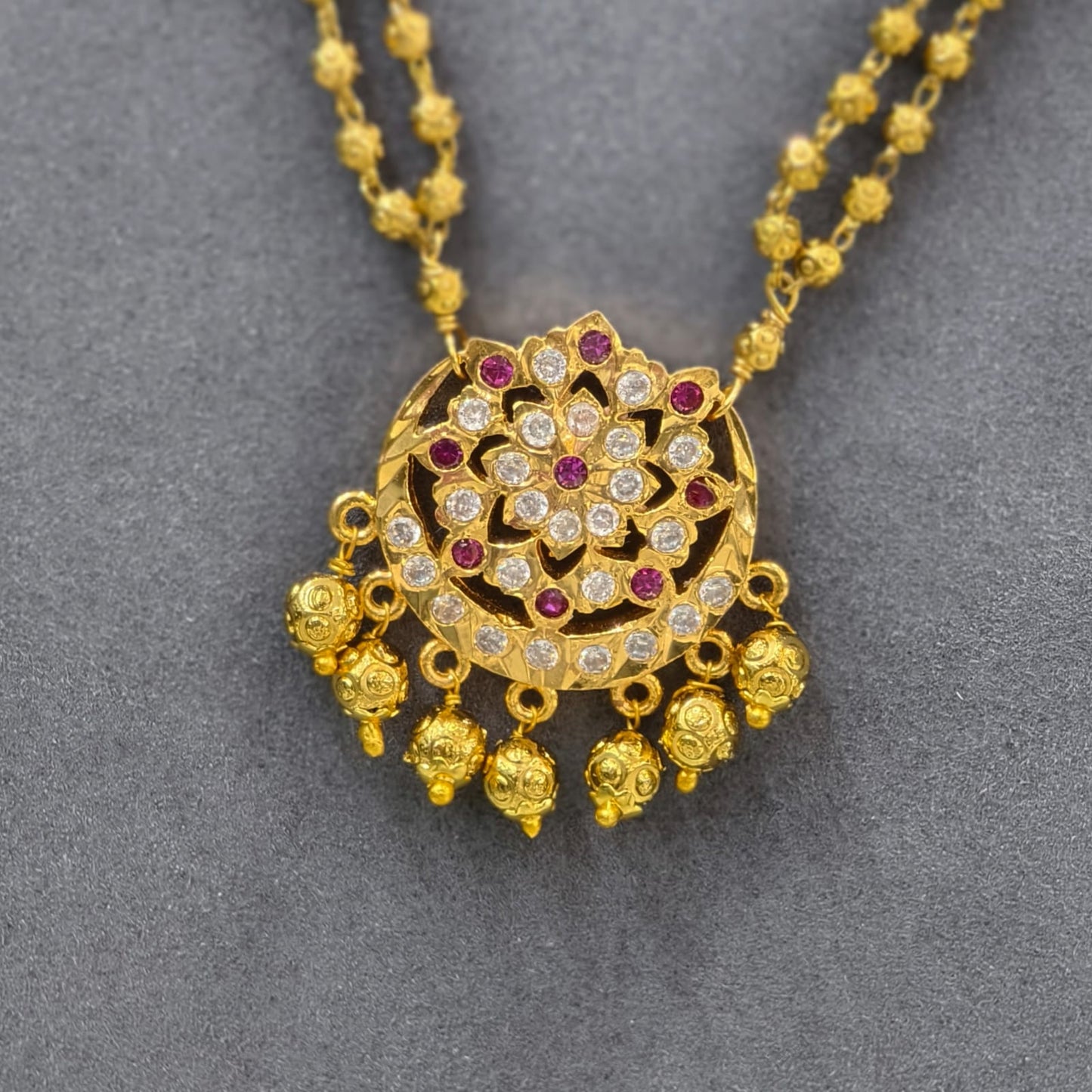 Micro pendant with nakshi balls and chandraharam