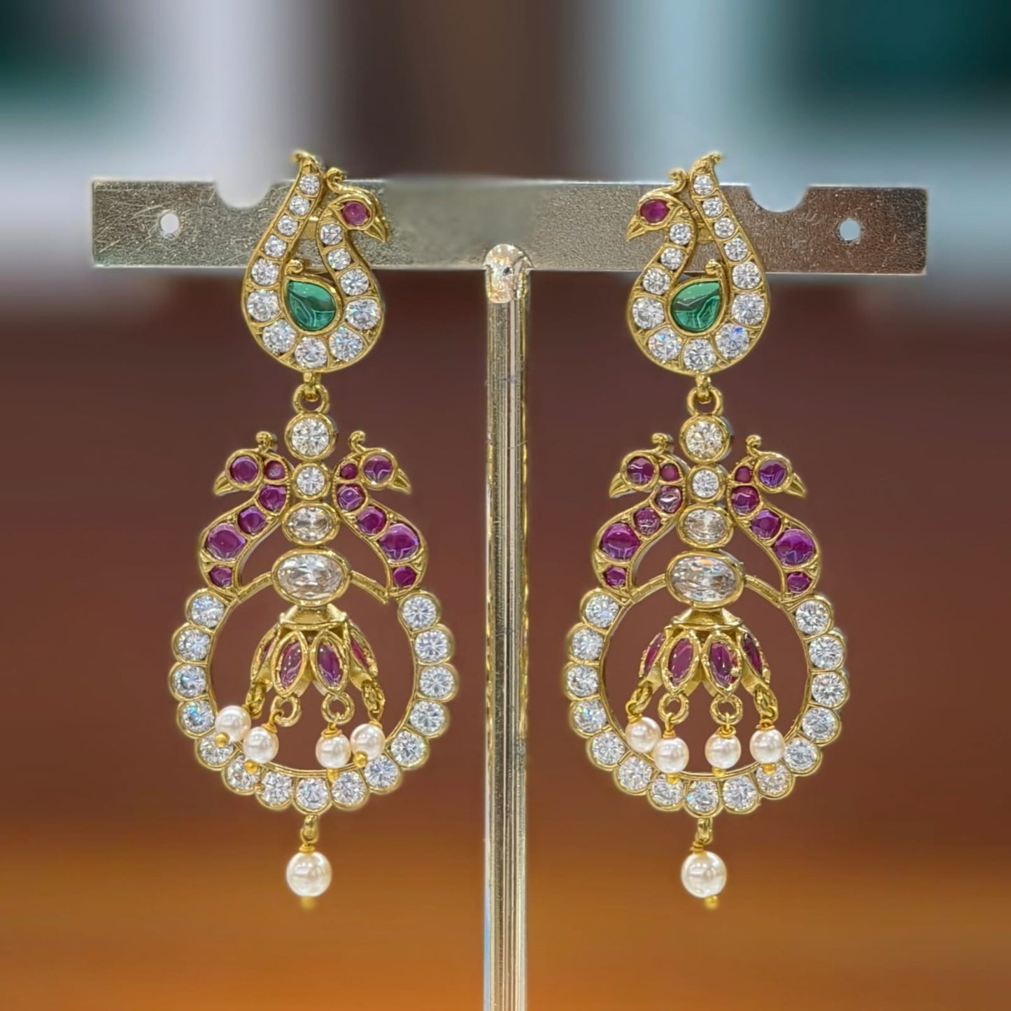 Peacock pattern Pendant with Earrings