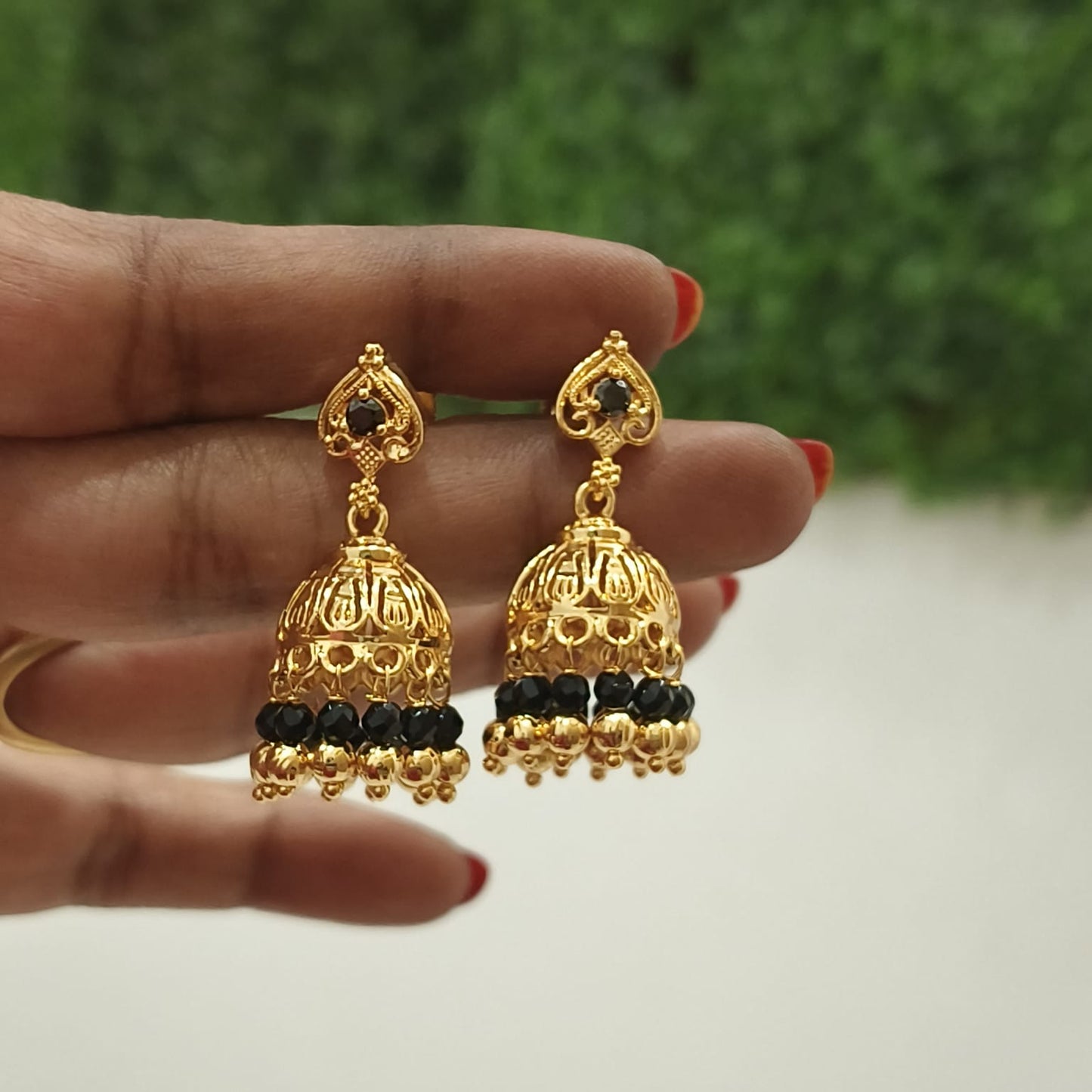 black beads earrings