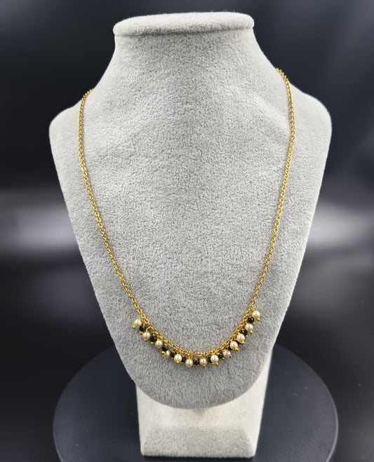 Swarovski pearls and Black crystals chain