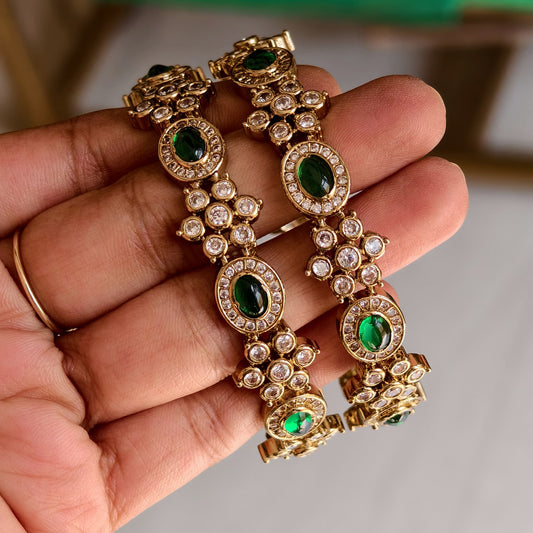 2.4 size Bangles(green stone)
