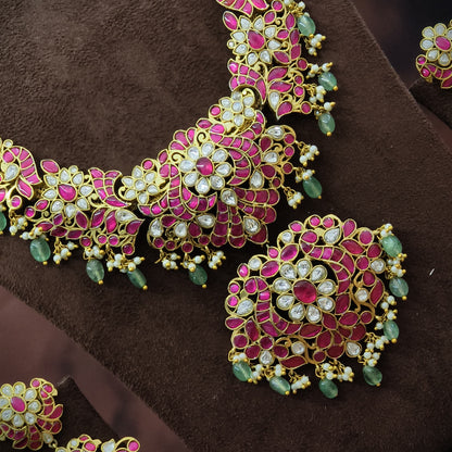 Sliver Based long haram with real Kundan