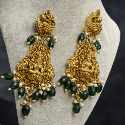 Green beads earrings
