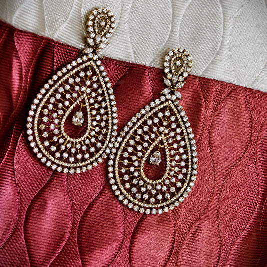 White stone earrings
