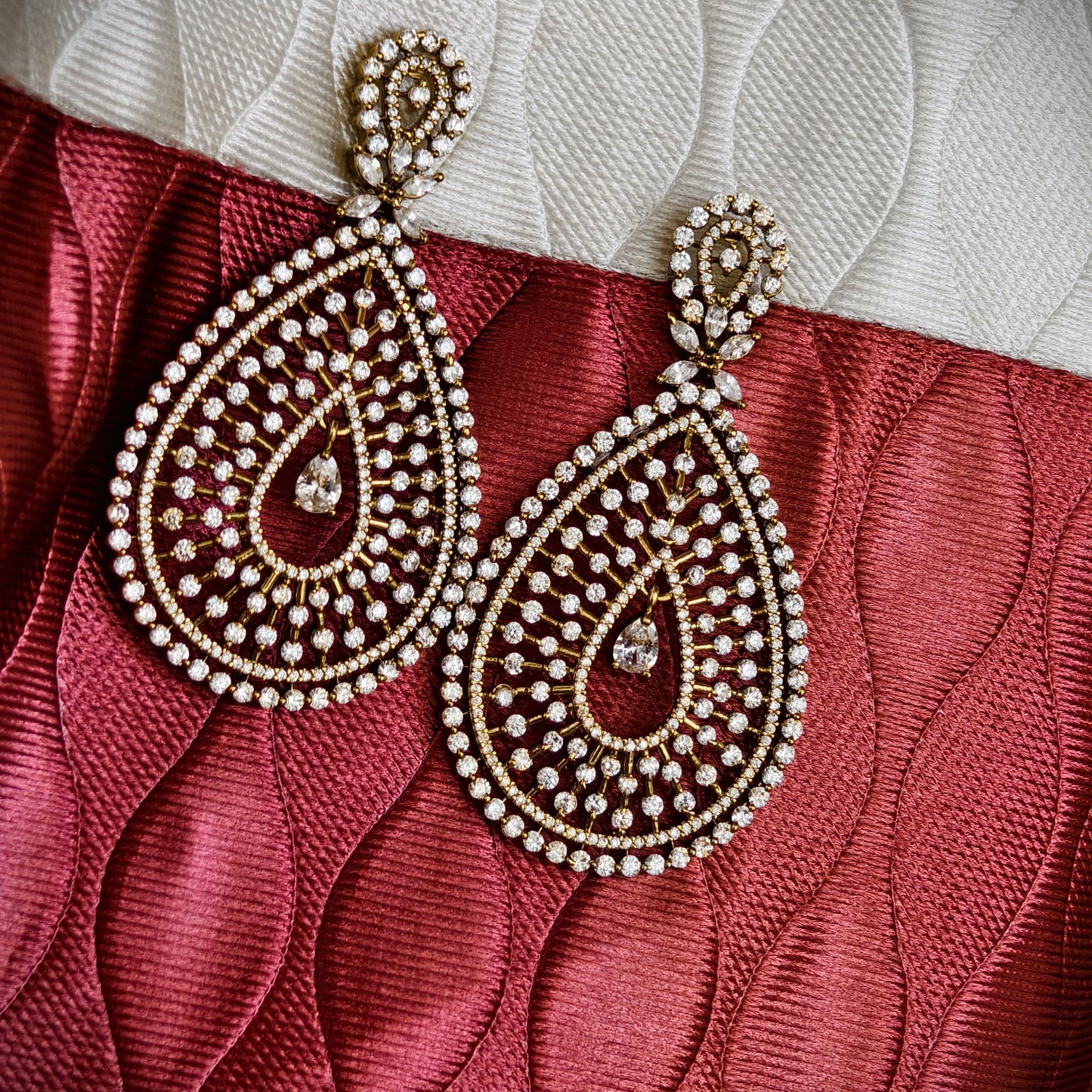 White stone earrings