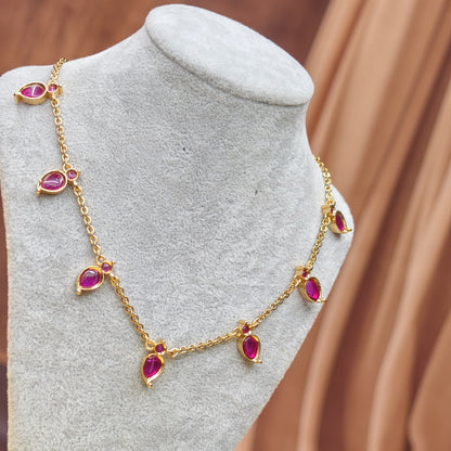 Kempu stone neck piece