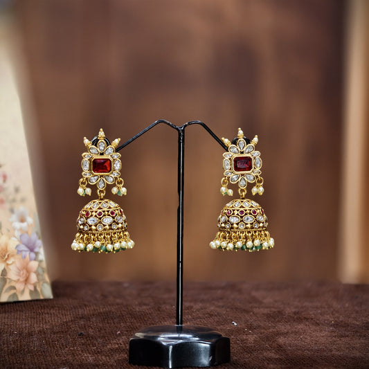 Butta earrings(Red stone)