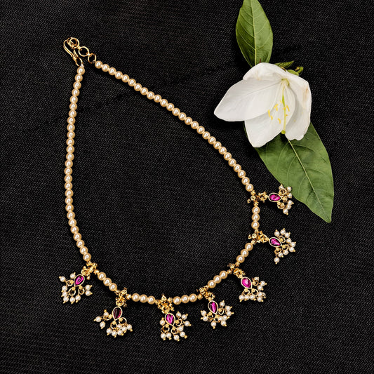 Pink kundan neck piece