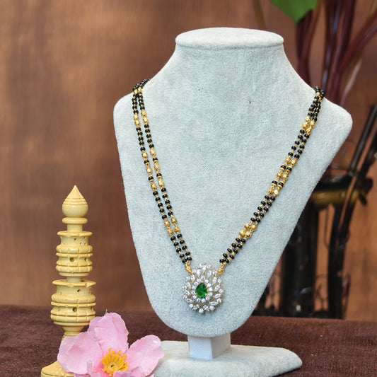 Mid length double line black beads