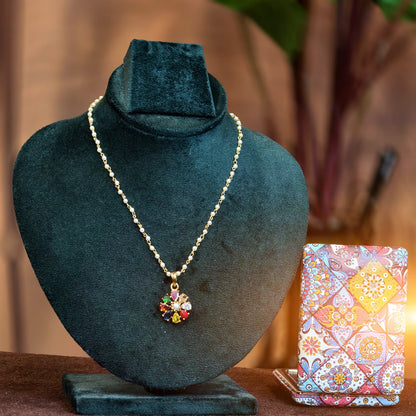 Navarathan pendant pearl chain