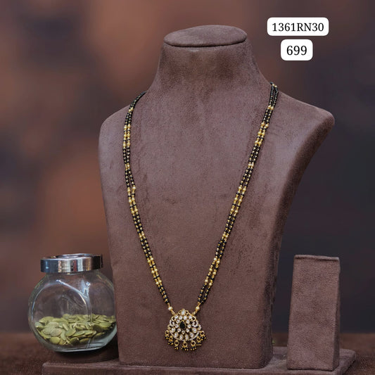 Long black beads