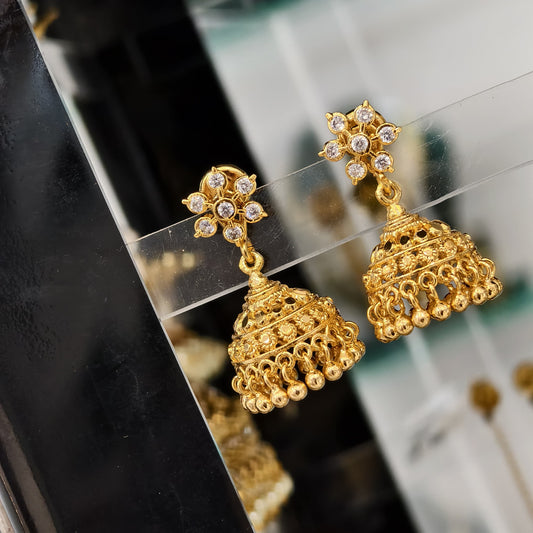 Micro gold butta earrings