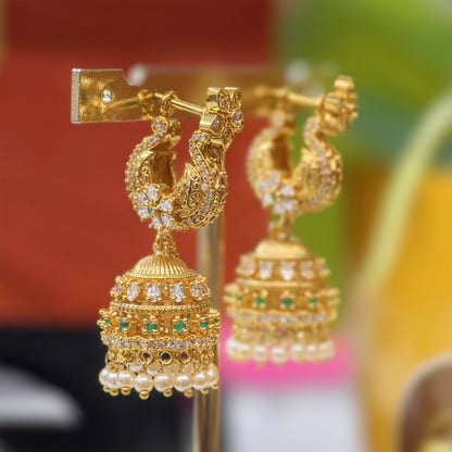 Green makara Kundan Earrings